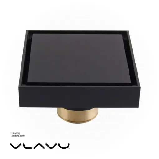 [P4-V15B] Vlavu Floor Drain (SUS304) – Outlet 100mm (4"), Drainage Accessory, 150×150mm, Matt Black