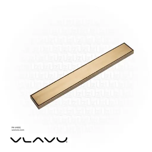 [P4-V40G] Vlavu Linear Drainer (SUS304) – Outlet 50mm (2"), Drainage Accessory, 55×400mm, Brushed Gold