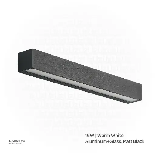 [E1305BBW-500] OPTARA Outdoor Wall Light - 16WW, 3000-3500K, Aluminum+Glass, Matt Black SH-W202312-1/500