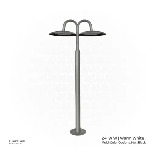 [E1305DBP-230D] أوبتارا إضاءة عمود 2300 مزدوجة خارجية - 2×24W واط، 3000-3500K، خيارات ألوان متعددة، أسود مطفي SH-202401-2/2300WG
