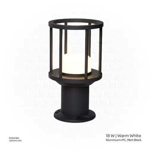 [E1305FBG] OPTARA Outdoor Light - 18WW, 3000-3500K, Aluminum+PC, Matt Black SH-202291RD/300