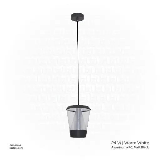 [E1305EBHL] OPTARA OutdoorHanging Pendant Light - 24WW, 3000-3500K, Aluminum+PC, Matt Black SH-DD202237L