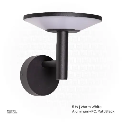 [E1305KBW] OPTARA Outdoor Wall Light - 5WW, 3000-3500K, Aluminum+PC, Matt Black SH-W202296T
