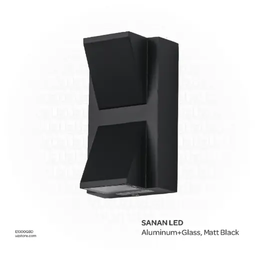 [E1300QBD] كنفيكس - إضاءة خارجية جدارية - 5 واط، ليد سانان، 80×65×140mm ، ألومنيوم وزجاج، أسود مطفي،  9020/2S WW