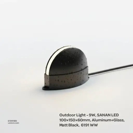 [E1300SBS] KNVIX - Outdoor Light - 9W, SANAN LED, 100×150×60mm, Aluminum+Glass, Matt Black,  6191 WW