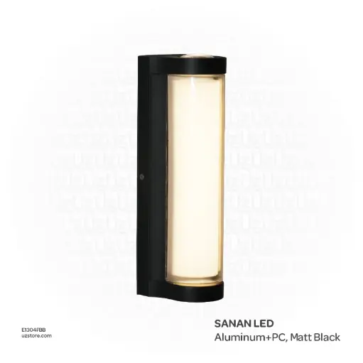 [E1304FBB] كنفيكس - إضاءة خارجية جدارية- 24 واط، ليد سانان، 110×95×300mm ، ألومنيوم وبولي كربونات، أسود مطفي،  6083 WW