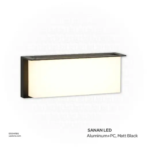 [E1304FBQ] كنفيكس - إضاءة خارجية جدارية- 18 واط، ليد سانان، 100×65×255mm ، ألومنيوم وبولي كربونات، أسود مطفي،  6135 WW