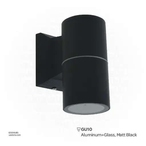 [E1304UBS] KNVIX - Wall Outdoor Light - GU10, 65×112×125mm, Aluminum+Glass, Matt Black,  044-1/65 GU10