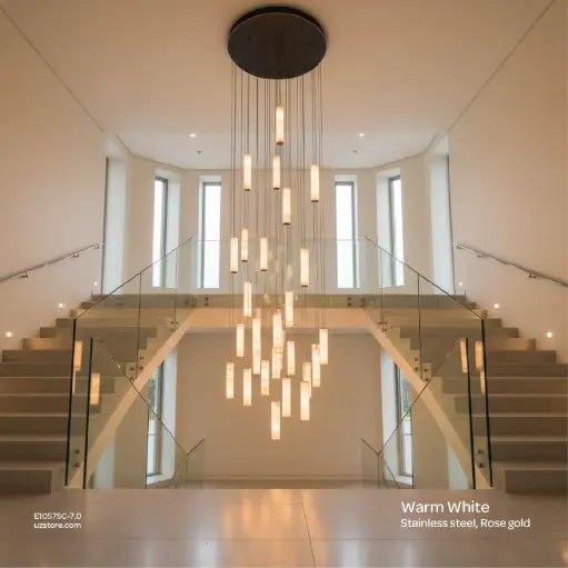 [E1057SC-7.0] OPTARA Pendant Light - Ø:800×H7000mm, 3000K, Stainless steel+Marble, Brushed black 5689-800-32