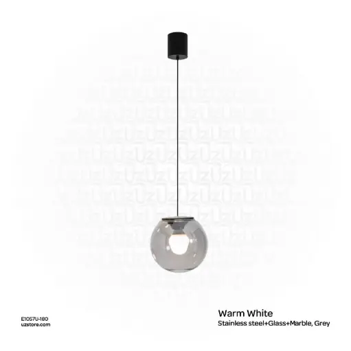 [E1057U-180] أوبتارا إضاءة معلقة - Ø:180×H2500mm, 3000K, ستانلس ستيل+زجاج, Grey D33098-180-1L