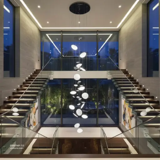 [E1057WP-7.0] OPTARA Pendant Light - Ø:1200×H7000mm, 3000K, Stainless steel+Acrylic, Chrome 77819-1200-11