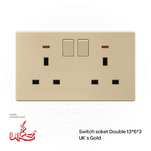 [SU66G] Switch soket Double 13*6*3 UK`s Gold