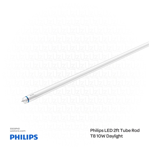 [E609PHD] PHILIPS LED 2FT Tube Bulb Rod T8 10W, 6500K Cool DayLight 