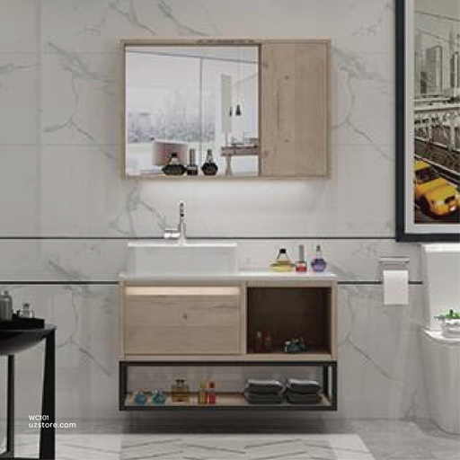 [WC101] Wash Basin With Cabinet &Mirror with shelf KZA-2022090 90*50*75 CM