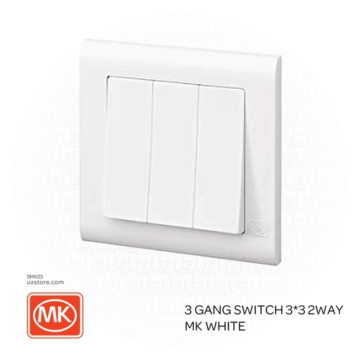 [SMK23] 3 gang switch 3*3 2way MK White