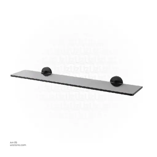 [A4-17B] Black Glass shelf 
(Black glass )60.5x13x4.5cm Brass & stainless steel 