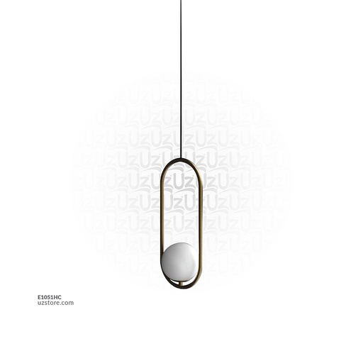 [E1051HCP] Hanging Light E27 MD4003-S Gold with a White Ball
