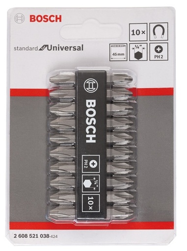 [BO446] Bosch ScrewDriver Bit PH2 45mm  1/4" (10 PCS)