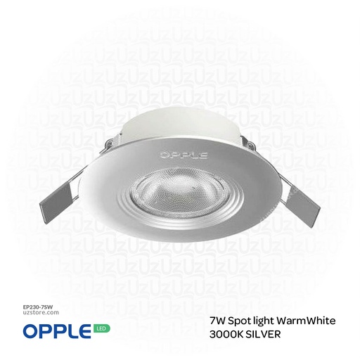 [EP230-7SW] OPPLE LED Spot Light 7W , 3000K Warm White Silver 