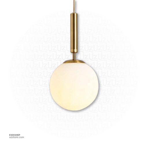 [E1051HEP] Hanging Light E27 MD3210-200  Gold with a White Ball