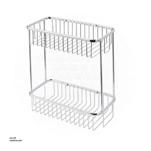 [A4-29] Double Tiers Basket 30.5x14.5x36cm Brass & stainless steel FM2230