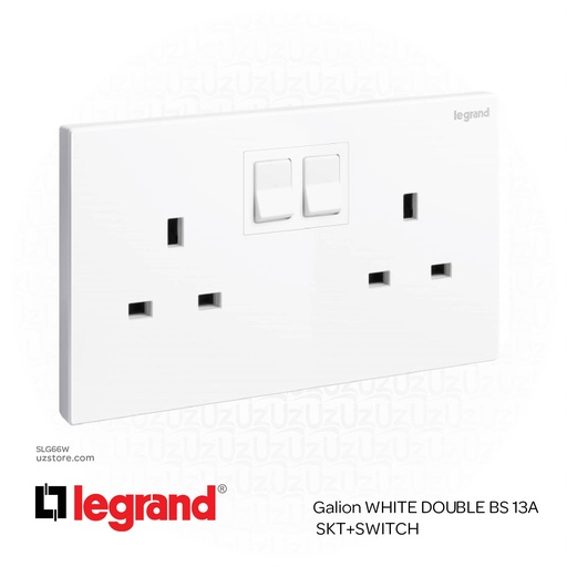 [SLG66W] Legrand Galion WHITE DOUBLE BS 13A SKT+SWITCH