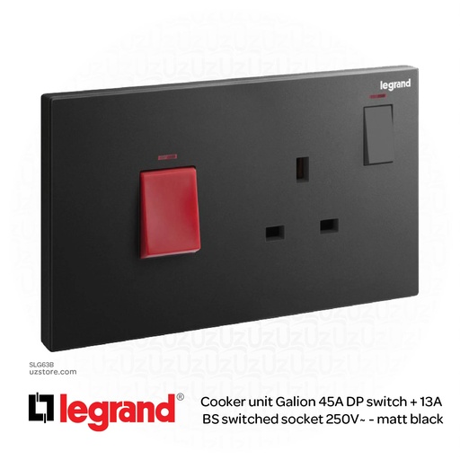 [SLG63B] Legrand Galion MATT BLACK 45A COOKER UNIT