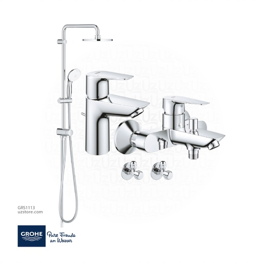 [GRS1113] GROHE Bundle 113 ( Basin Mixer + Shower Mixer + Rain Shower Set + 2 angle Valves )