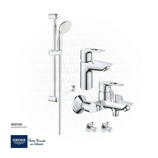 [GRS1108] GROHE BauLoop Bundle 108 ( Basin Mixer + Shower Mixer + Shower Set +2 Angle Valves) NEW