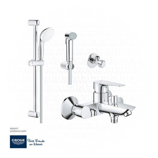[GRS1117] GROHE Bundle 117 (Bauedge  New Shower Mixer + Shower Kit + Shattaf + Angle Valve)