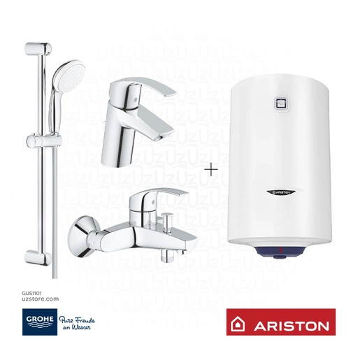 [GUS1101] UZ Bundle 101  (Eurosmart Shower Mixer + Shower Kit + Eurosmart Washbasin Mixer + 50 L Ariston Blu R Heater)