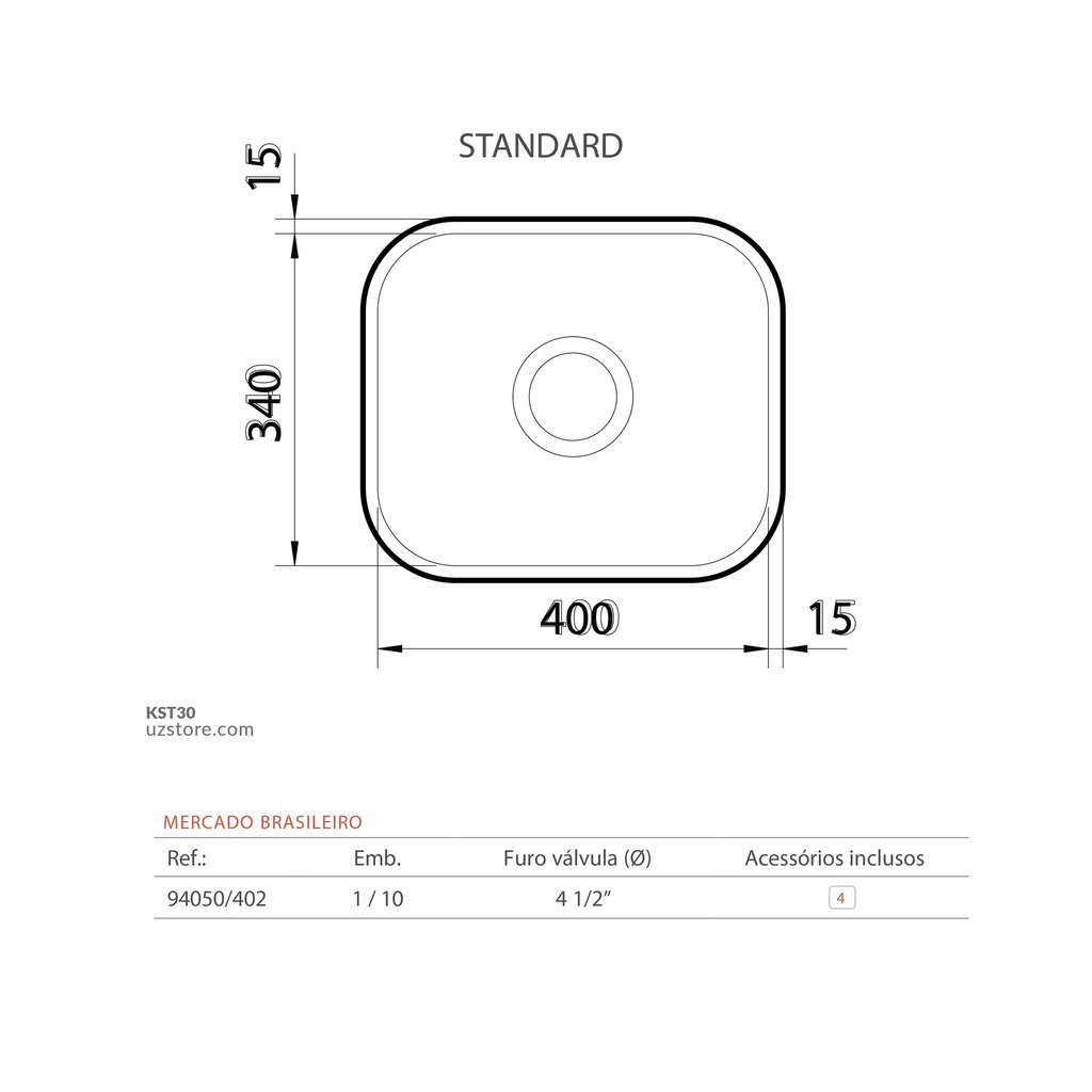 TRAMONTING SS Kitchen Sink Under Bowl TR 94050/402