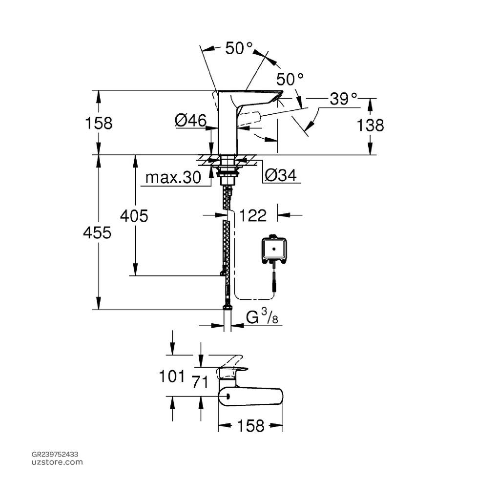 GROHE Eurosmart Eltr Tap Basin 6V 239752433