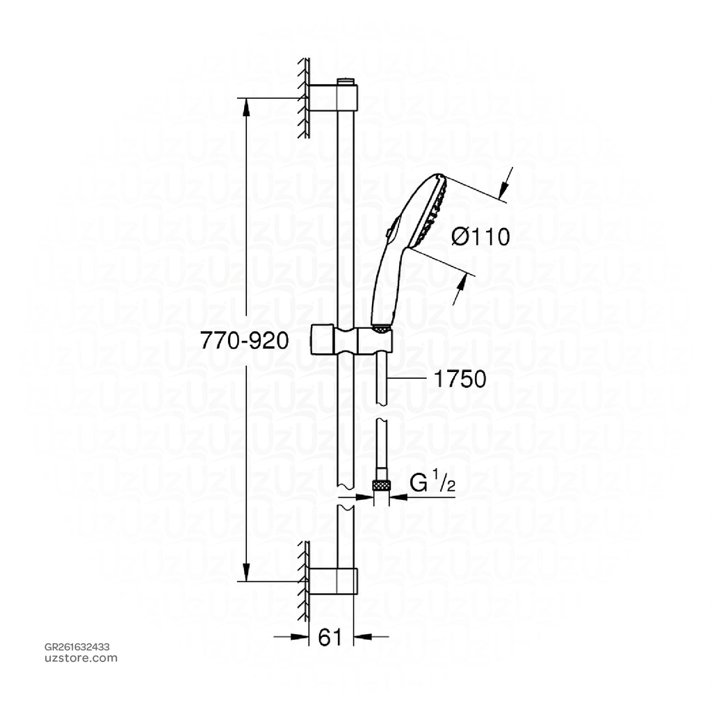 GROHE Tempesta 110 Shw Rail Set 900mm WS 261632433