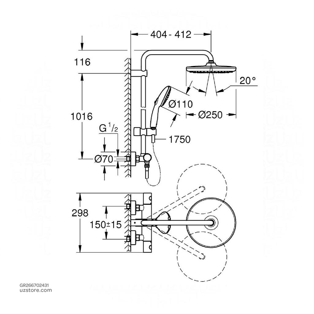 GROHE Tempesta THM Shower System WS 266702431