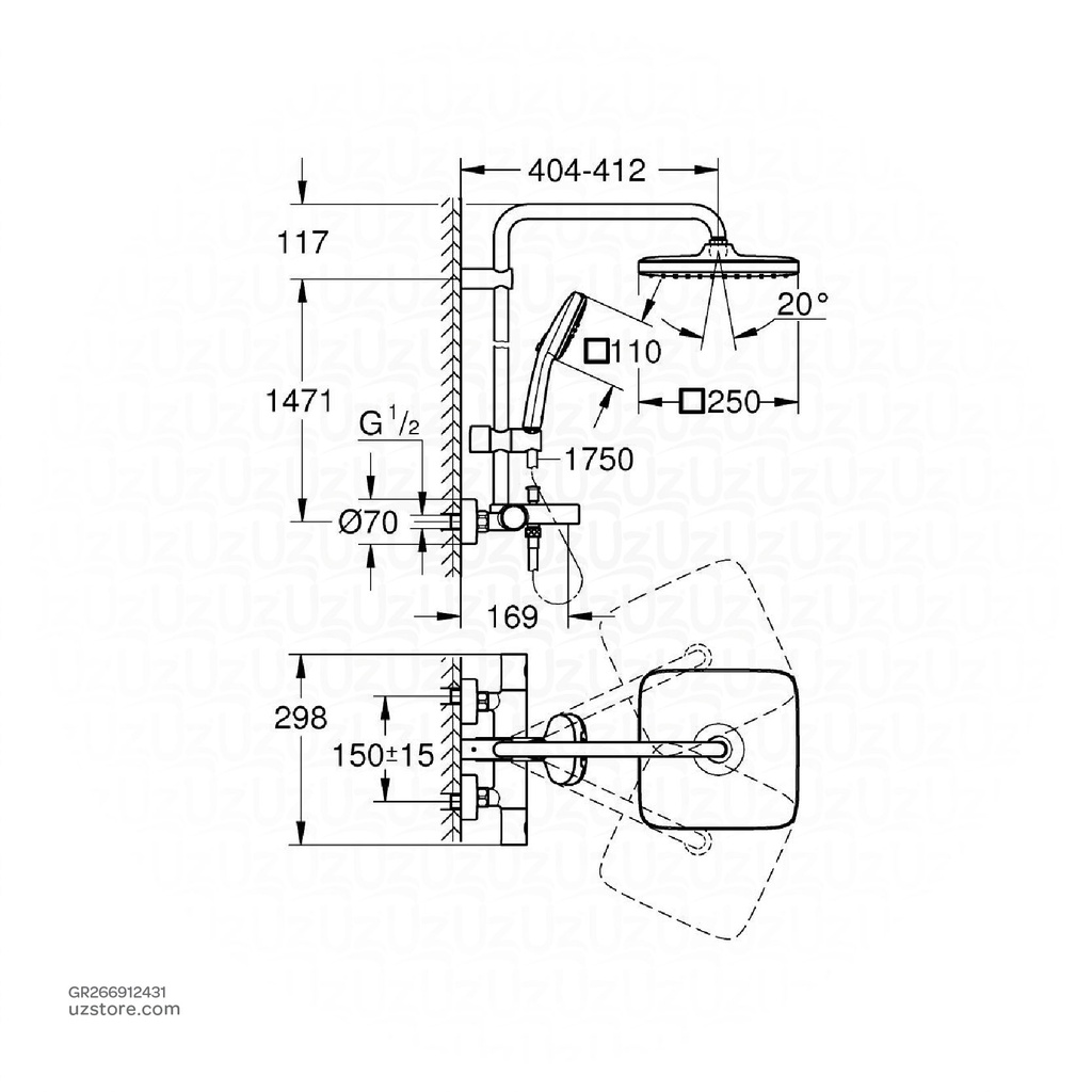 GROHE Tempesta Cube THM SHW Syst Bath WS 266912431