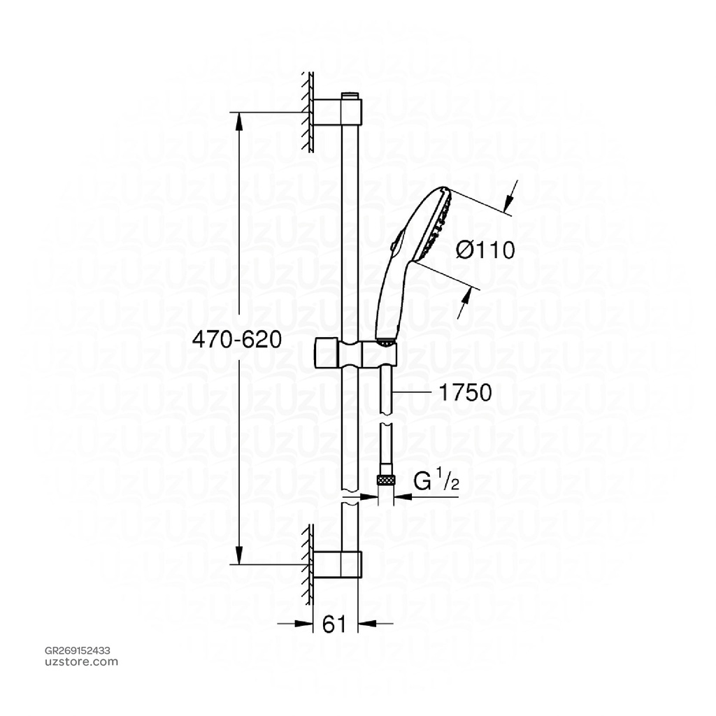 GROHE Tempesta 110 Shw Rail Set 600mm 269152433