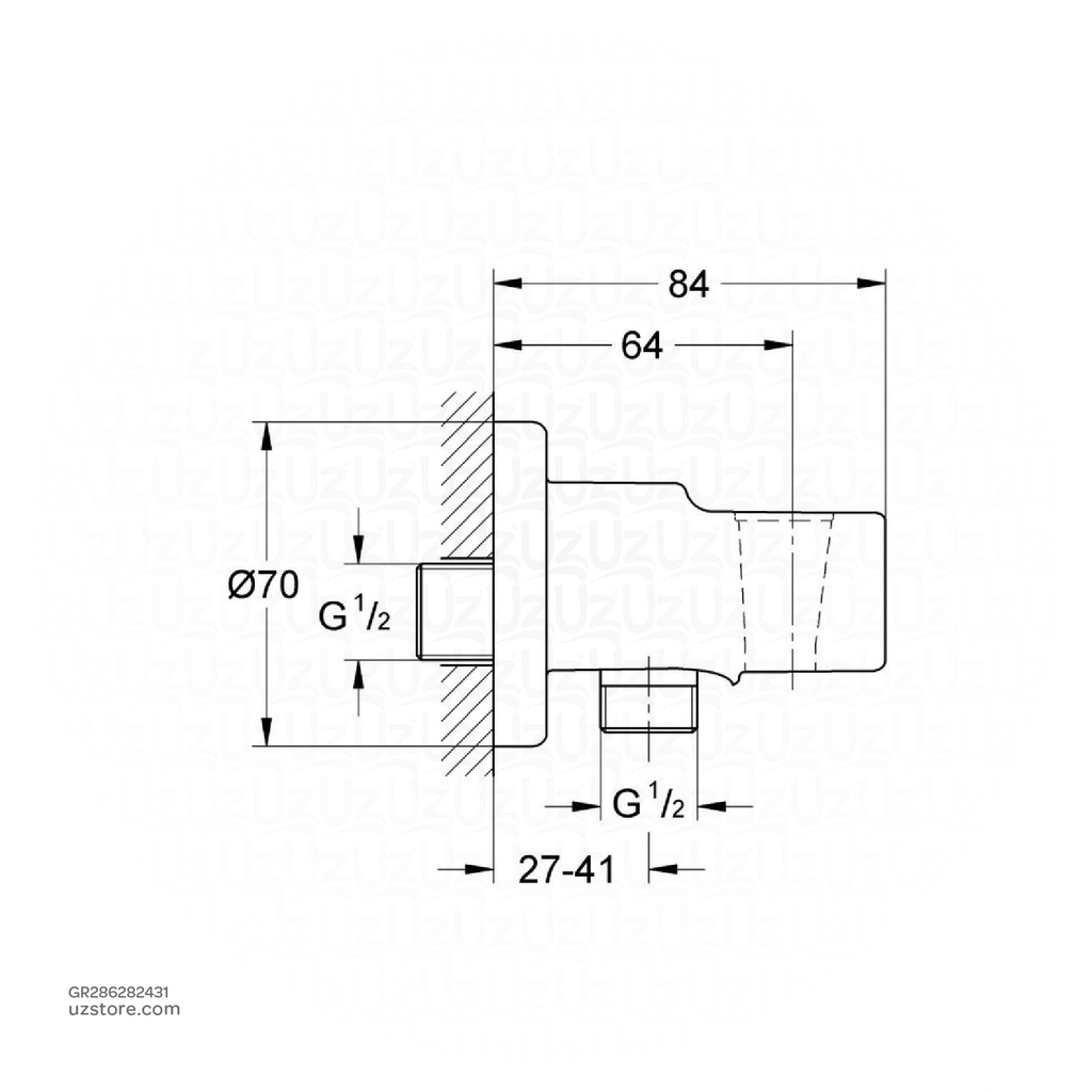 GROHE Tempesta Wall Union w/Holder 286282431