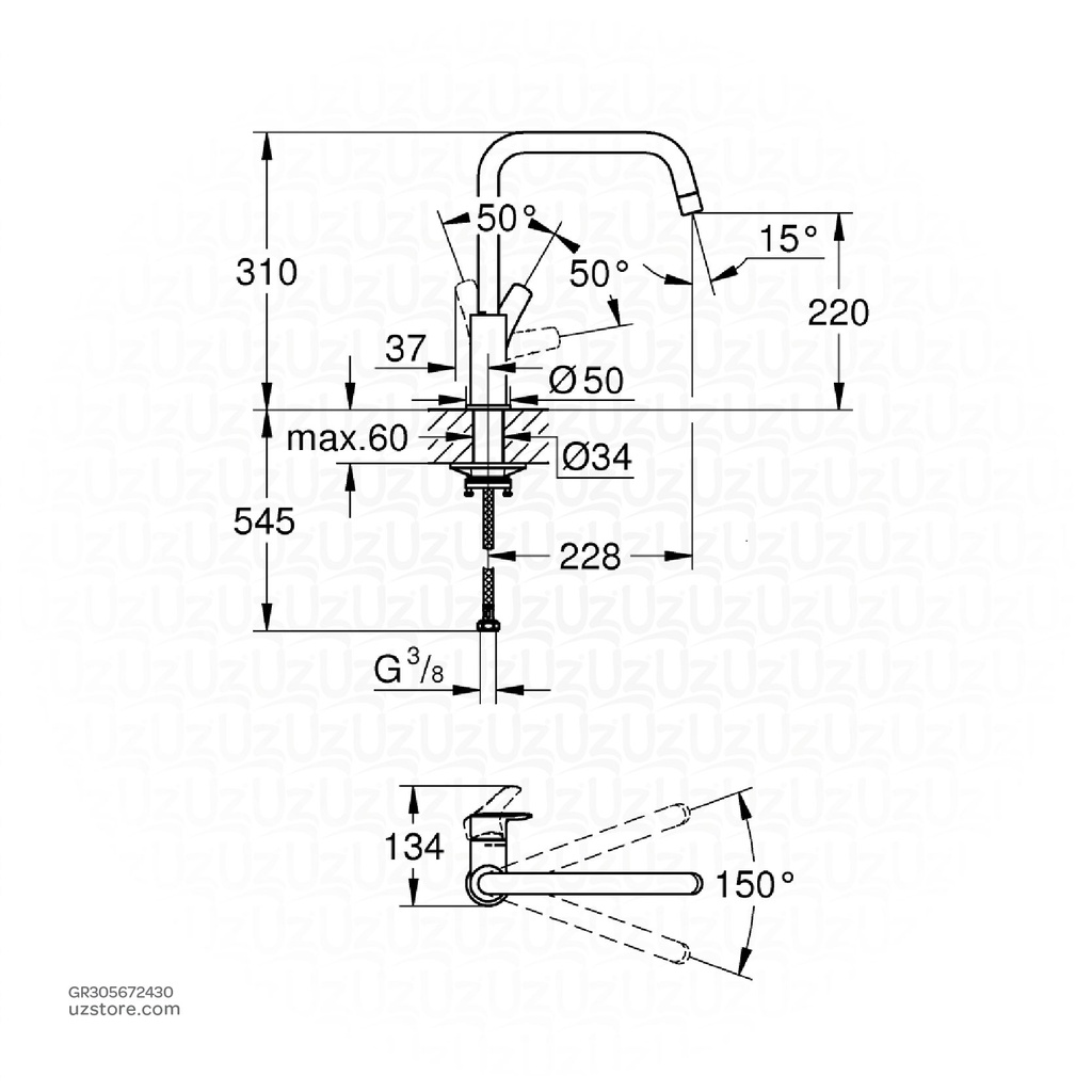 GROHE Eurosmart SLM Kitch High U-Sp 305672430