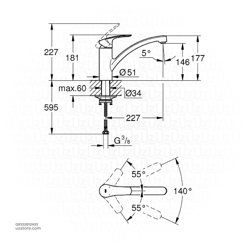 GROHE Eurosmart SLM Kitch Low 332812433