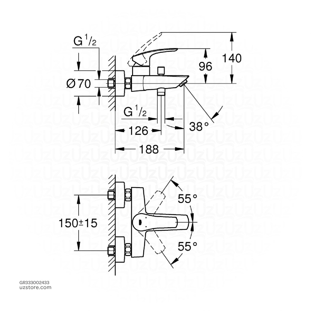 GROHE Eurosmart SLM Bath Exp 333002433