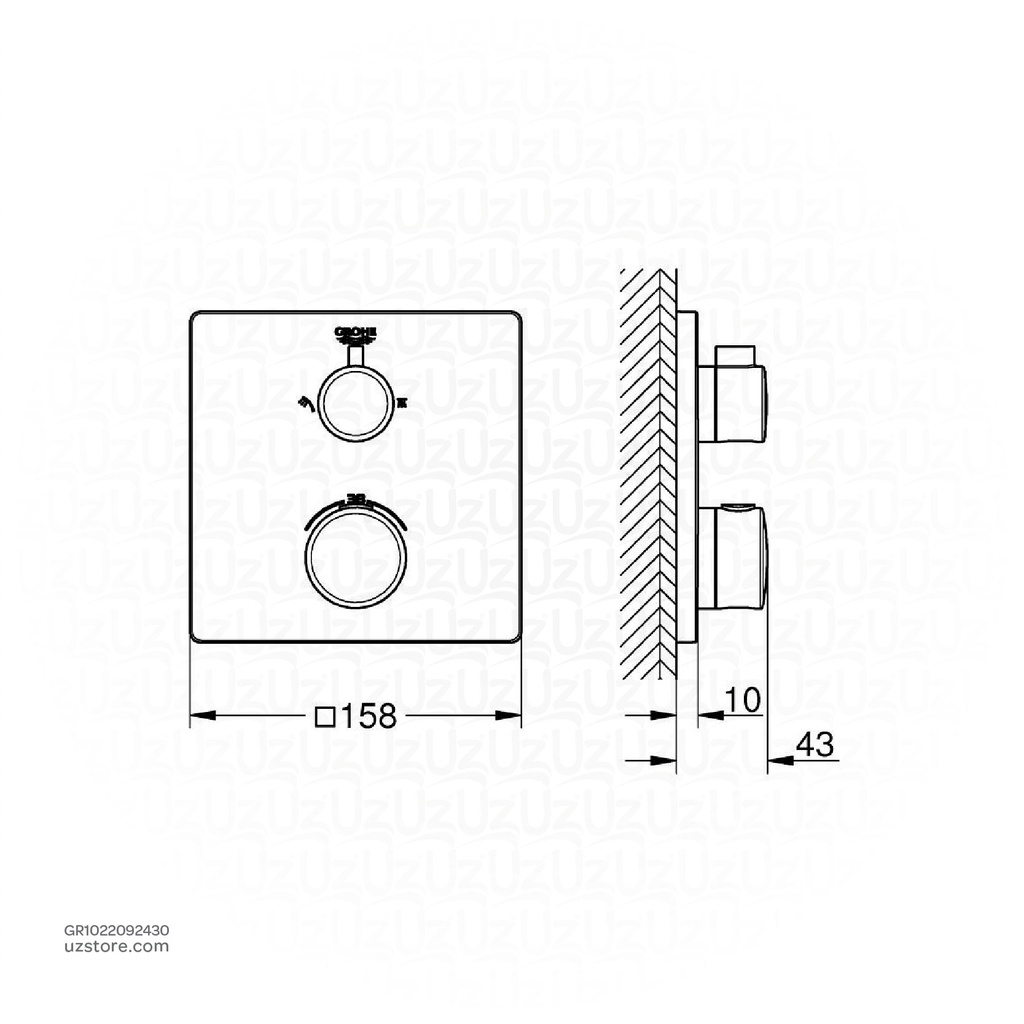 GROHE Grohtherm THM Trim Shower Squ 1022092430