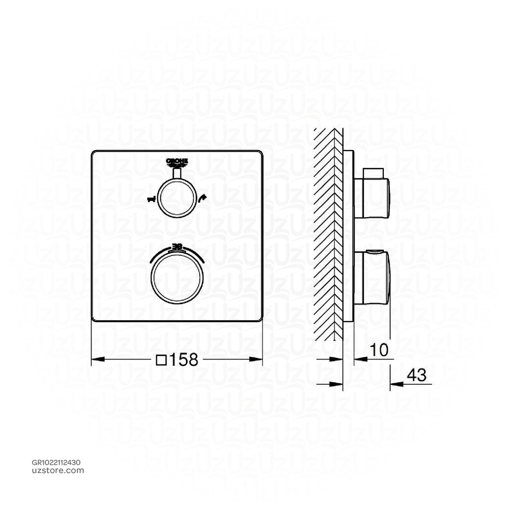 GROHE Grohtherm THM Trim Bath Squ 1022112430
