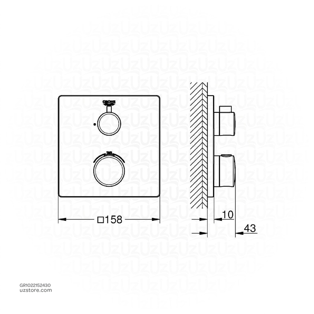 GROHE Grohtherm THM Trim Shower Squ 1022152430