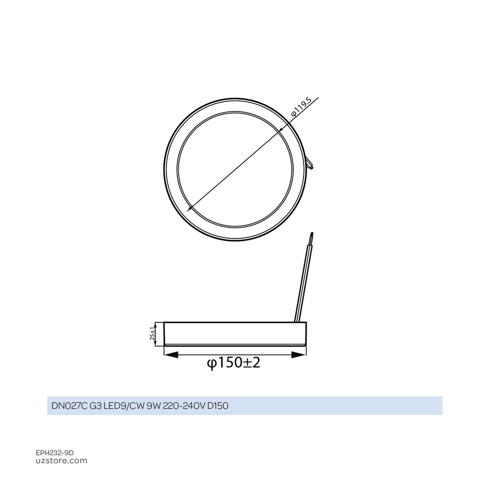 PHILIPS LED Surface Light Round 9W Daylight DN027C G3 LED9/CW 9W 220-240V D150 - 929002675938