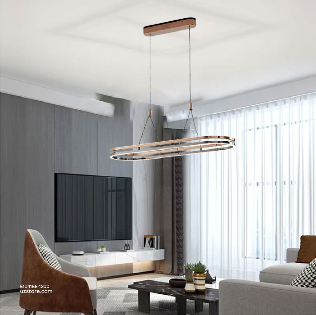 Pendant lamp L:1200*W280 Stainless steel Rose gold+Mirror Black 3000K , 81616-1200*280