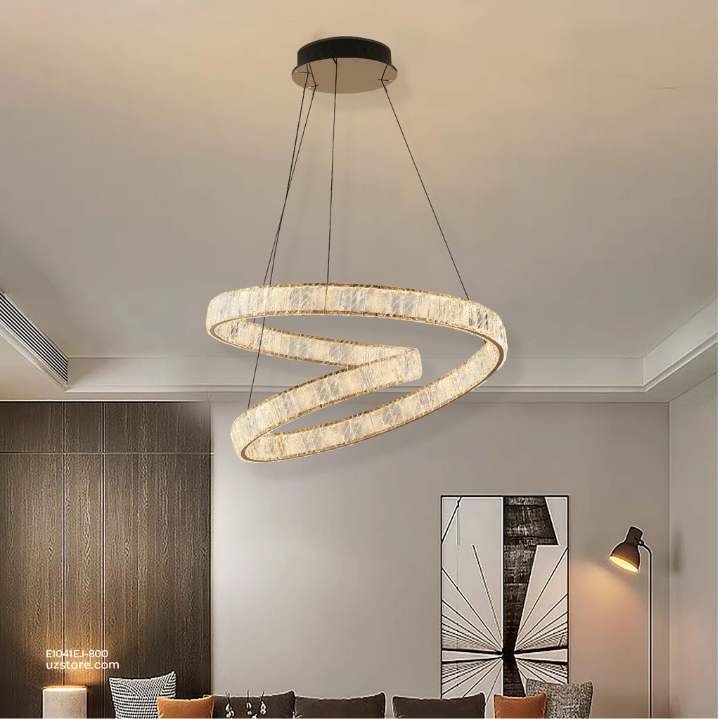 Pendant lamp Ø:800*H2000 Stainless steel+Crystal Rose gold+clear 3000K , 28550-800