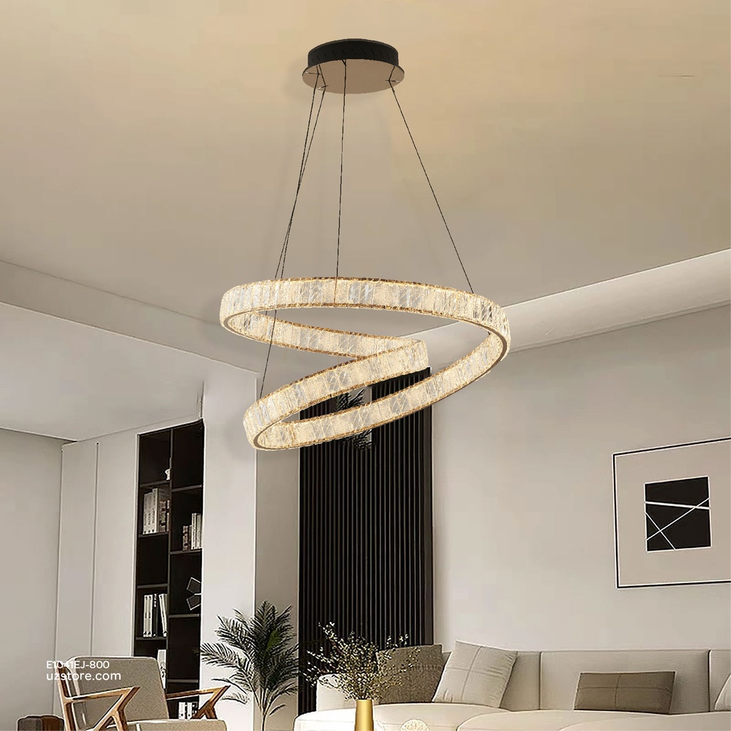 Pendant lamp Ø:800*H2000 Stainless steel+Crystal Rose gold+clear 3000K , 28550-800