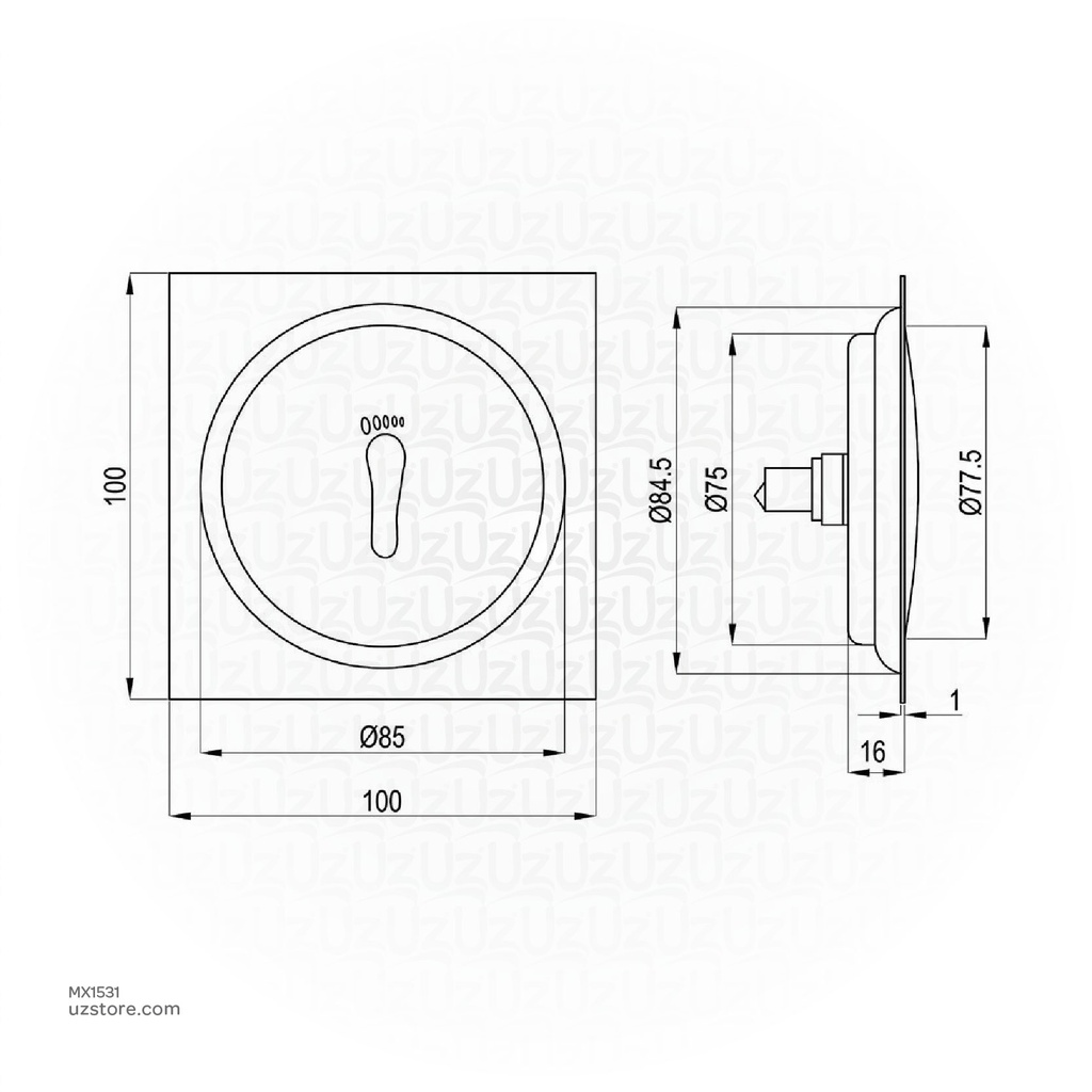KLUDI RAK Push Type Floor Drain,
100 x 100 mm S.S 304 Mirror Finish,
 RAK90740-1