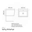 Vlavu Wall-hung basin
 Fixing to wall with back 530x440x360mm CB.39.0001